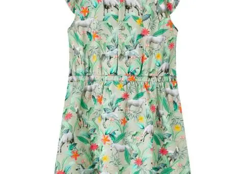 Rochie copii cu mâneci largi kaki deschis 104 - 2/5