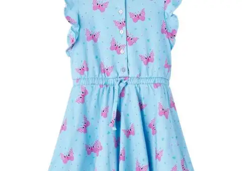 Rochie de copii cu nasturi fără mâneci, albastru 104 - 1/5