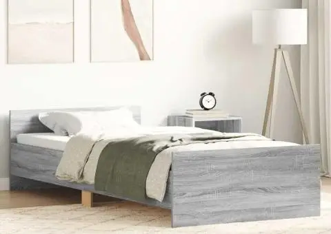 Cadru de pat mic single sonoma gri 75x190 cm lemn prelucrat - 1/5