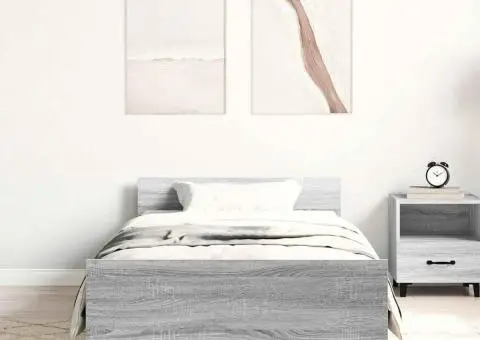 Cadru de pat mic single sonoma gri 75x190 cm lemn prelucrat - 3/5