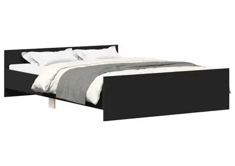 Cadru pat cu tăblie de cap/picioare, negru, 135x190 cm - 2/5