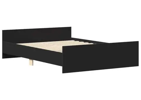 Cadru pat cu tăblie de cap/picioare, negru, 135x190 cm - 3/5