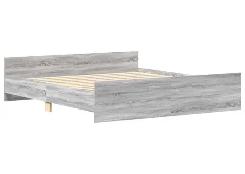 Cadru de pat cu tăblie la cap/picioare, gri sonoma, 200x200 cm - 4/5