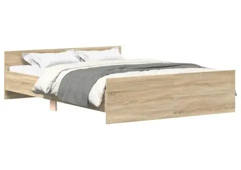 Cadru de pat cu tăblie la cap/picioare, gri beton, 120x190 cm - 2/5