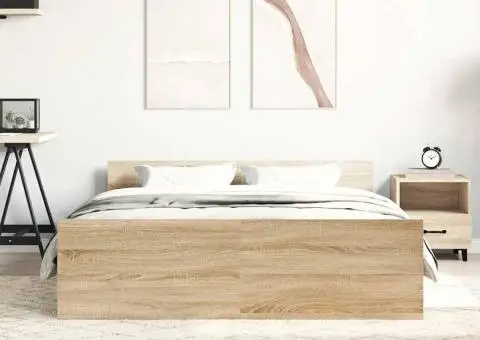 Cadru de pat cu tăblie la cap/picioare, gri beton, 120x190 cm - 4/5