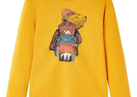 Tricou pentru copii cu mâneci lungi, ocru, 128 - 1/5