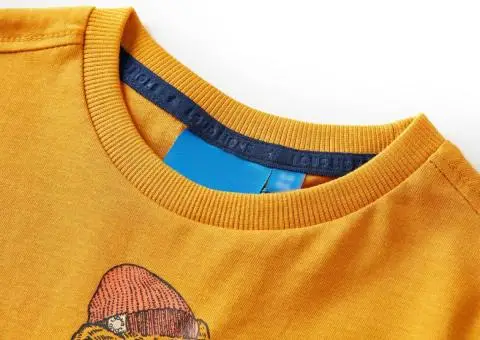 Tricou pentru copii cu mâneci lungi, ocru, 128 - 3/5