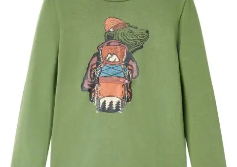 Tricou pentru copii cu mâneci lungi, kaki deschis, 128 - 1/5