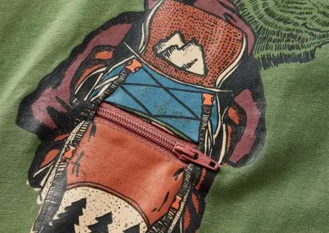 Tricou pentru copii cu mâneci lungi, kaki deschis, 128 - 4/5