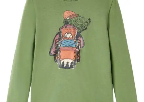 Tricou pentru copii cu mâneci lungi, kaki deschis, 104 - 1/5