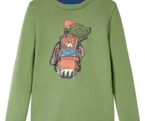 Tricou pentru copii cu mâneci lungi, kaki deschis, 104