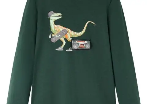 Tricou pentru copii cu mâneci lungi verde închis 92 - 1/5