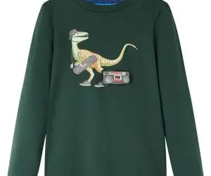 Tricou pentru copii cu mâneci lungi verde închis 92