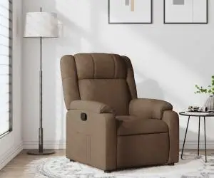 vidaXL Fotoliu rabatabil, maro, material textil