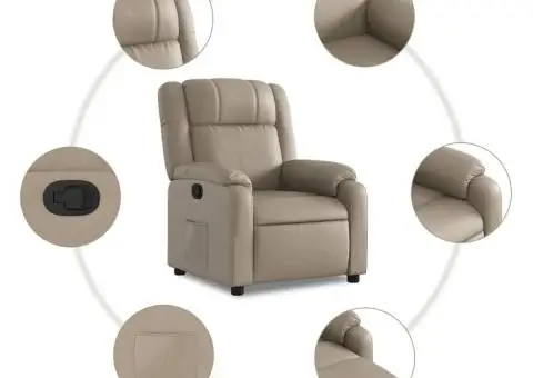 Fotoliu rabatabil, cappuccino, piele ecologică - 5/5