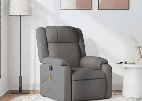 Fotoliu de masaj rabatabil, gri închis, material textil - 1/5