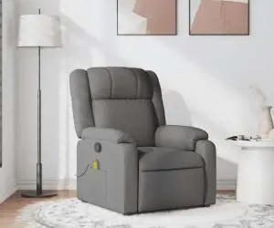 vidaXL Fotoliu de masaj rabatabil, gri închis, material textil