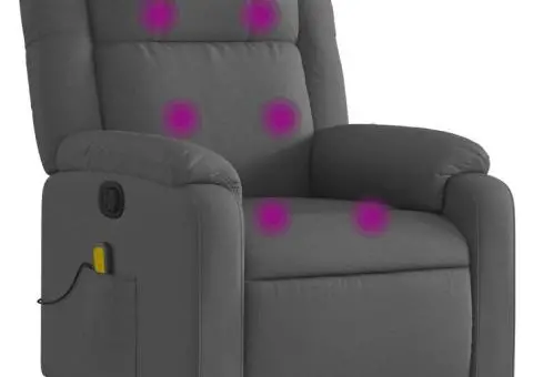 Fotoliu de masaj rabatabil, gri închis, material textil - 2/5
