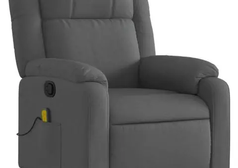 Fotoliu de masaj rabatabil, gri închis, material textil - 4/5