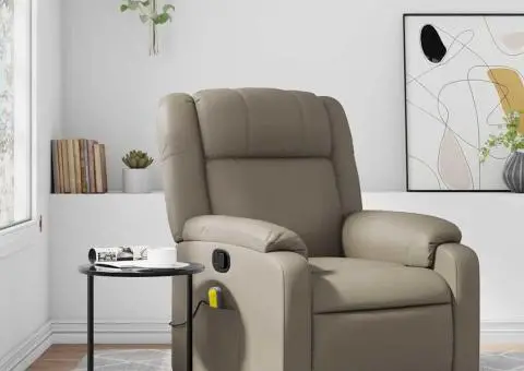 Fotoliu de masaj rabatabil, cappuccino, piele ecologică - 1/5