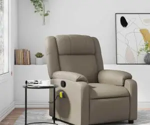 vidaXL Fotoliu de masaj rabatabil, cappuccino, piele ecologică