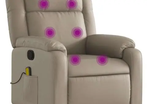 Fotoliu de masaj rabatabil, cappuccino, piele ecologică - 2/5