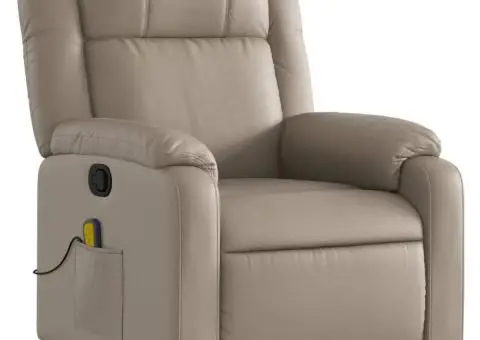 Fotoliu de masaj rabatabil, cappuccino, piele ecologică - 3/5