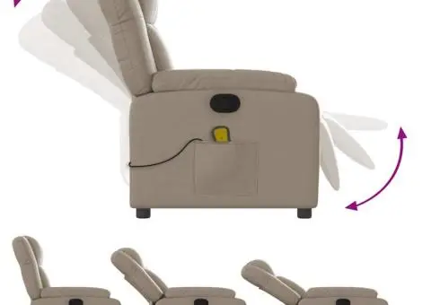 Fotoliu de masaj rabatabil, cappuccino, piele ecologică - 5/5