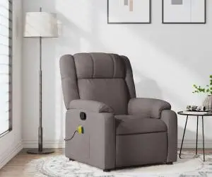 vidaXL Fotoliu de masaj rabatabil, gri taupe, material textil
