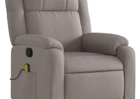 Fotoliu de masaj rabatabil, gri taupe, material textil - 3/5