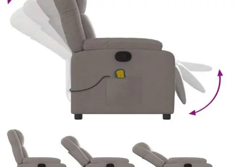 Fotoliu de masaj rabatabil, gri taupe, material textil - 5/5