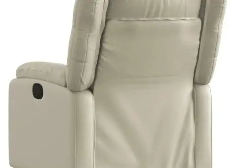 Fotoliu rabatabil, crem, piele ecologică - 3/5