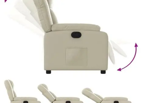 Fotoliu rabatabil, crem, piele ecologică - 4/5