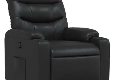 Fotoliu rabatabil, negru, piele ecologică - 2/5