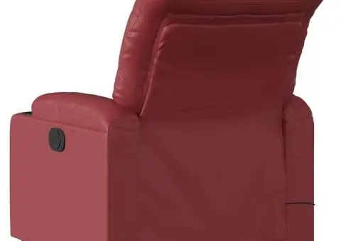 Fotoliu de masaj rabatabil, roșu vin, piele ecologică - 4/5
