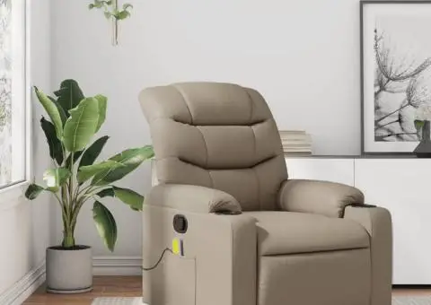 Fotoliu de masaj rabatabil, cappuccino, piele ecologică - 1/5