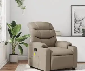 vidaXL Fotoliu de masaj rabatabil, cappuccino, piele ecologică