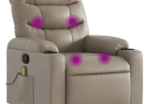 Fotoliu de masaj rabatabil, cappuccino, piele ecologică - 2/5