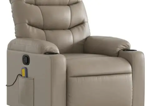 Fotoliu de masaj rabatabil, cappuccino, piele ecologică - 3/5