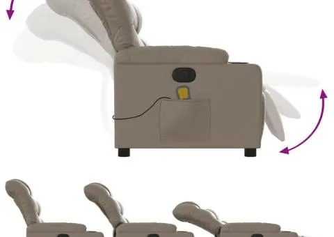 Fotoliu de masaj rabatabil, cappuccino, piele ecologică - 5/5