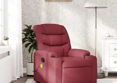 Fotoliu de masaj rabatabil, roșu vin, material textil - 1/5