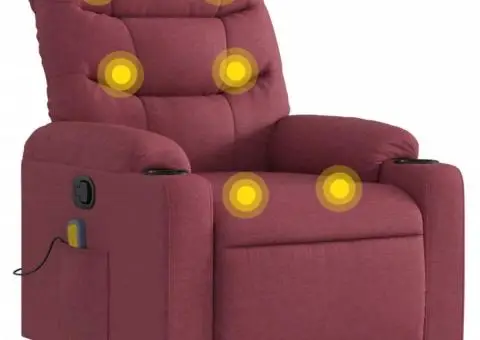 Fotoliu de masaj rabatabil, roșu vin, material textil - 2/5