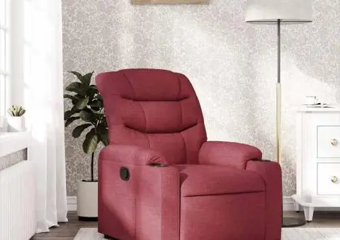 Fotoliu rabatabil, roșu vin, material textil - 1/5