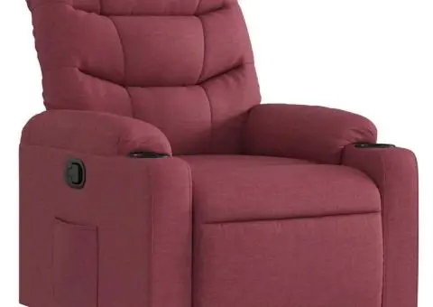 Fotoliu rabatabil, roșu vin, material textil - 2/5