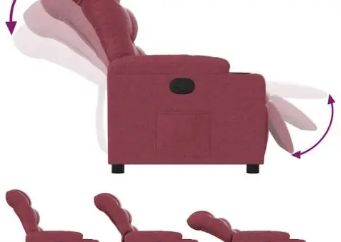Fotoliu rabatabil, roșu vin, material textil - 4/5