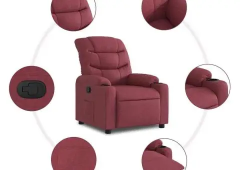 Fotoliu rabatabil, roșu vin, material textil - 5/5