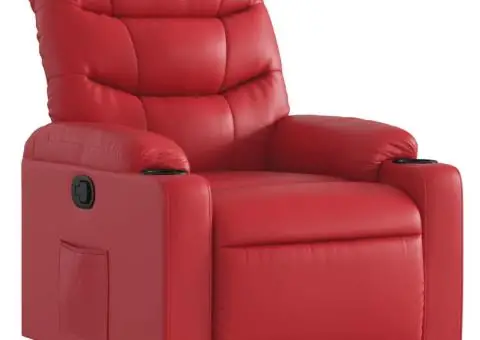 Fotoliu rabatabil, roșu, piele ecologică - 2/5