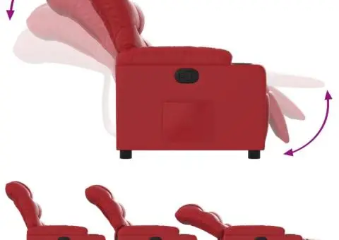 Fotoliu rabatabil, roșu, piele ecologică - 4/5