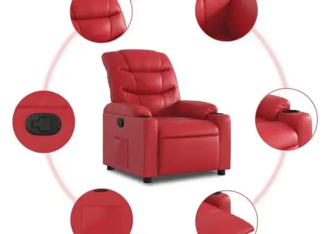 Fotoliu rabatabil, roșu, piele ecologică - 5/5