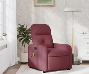 vidaXL Fotoliu de masaj rabatabil, roșu vin, material textil